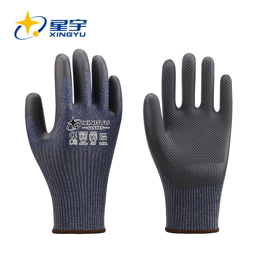 13G HPPE+Spandex+Nylon+Glass Fiber Liner ECO-Latex Coated Gloves, EN388 3X43C 